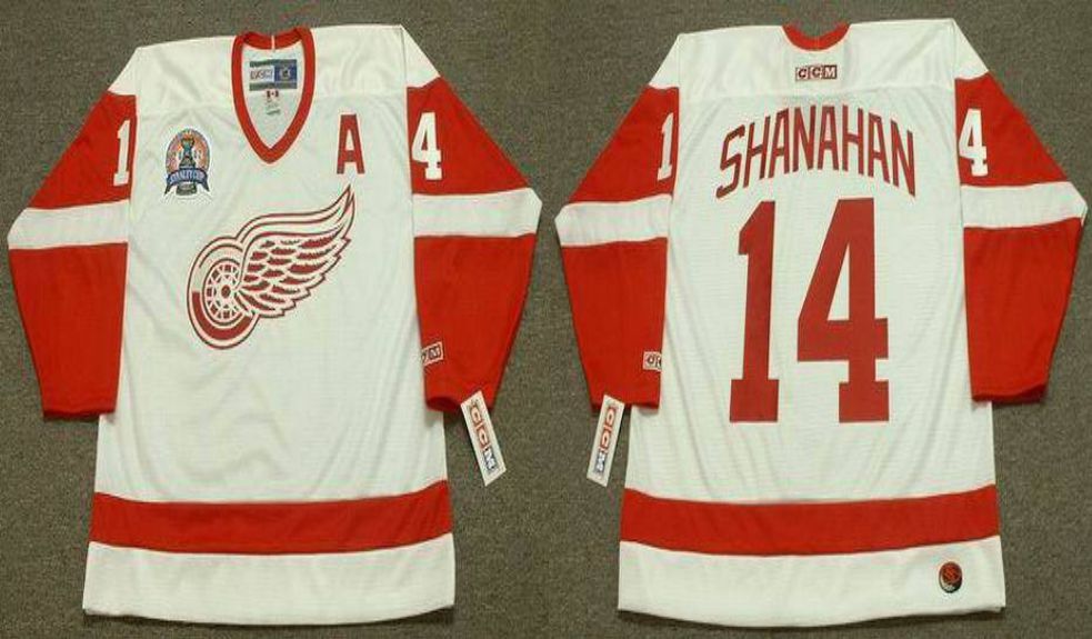 2019 Men Detroit Red Wings #14 Shanahan White CCM NHL jerseys